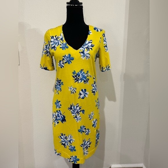 Draper James Yellow Hillsboro Summerall Shift Dress Floral Size XS - Picture 2 of 8